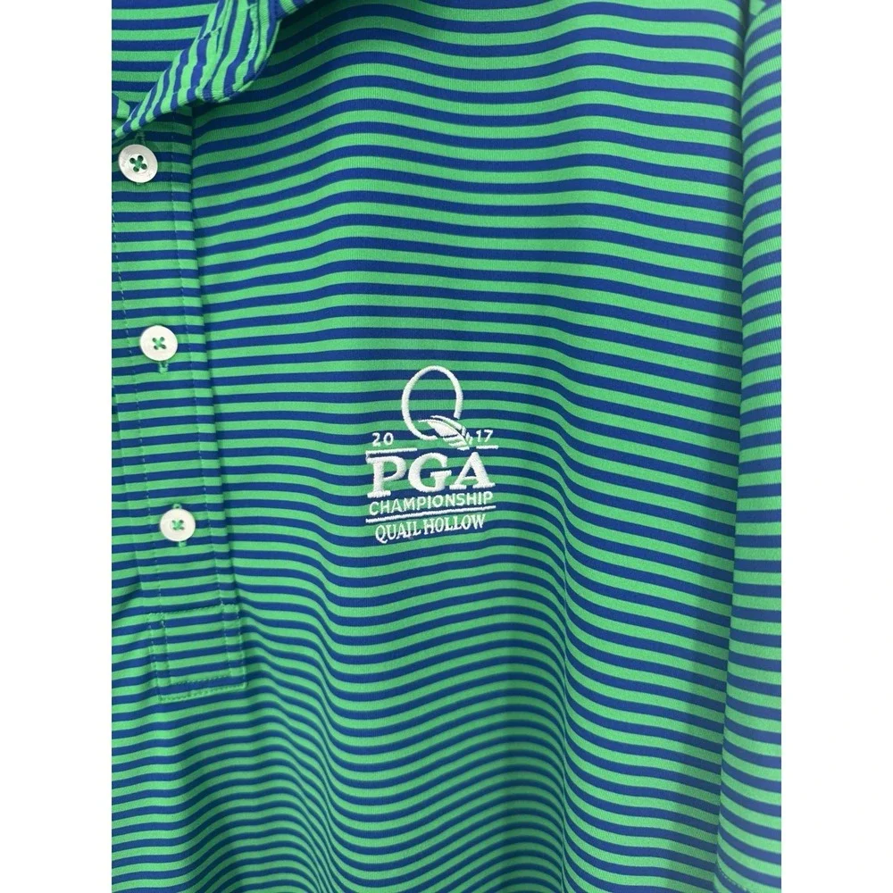 RLX Ralph Lauren Green Striped Short Sleeve Polo Shirt Men XL Golf Pickleball